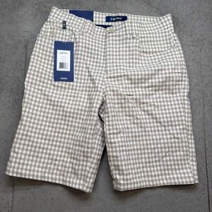 Swing Control Golf Shorts Mens 32x10 Beige White Gingham Stretch